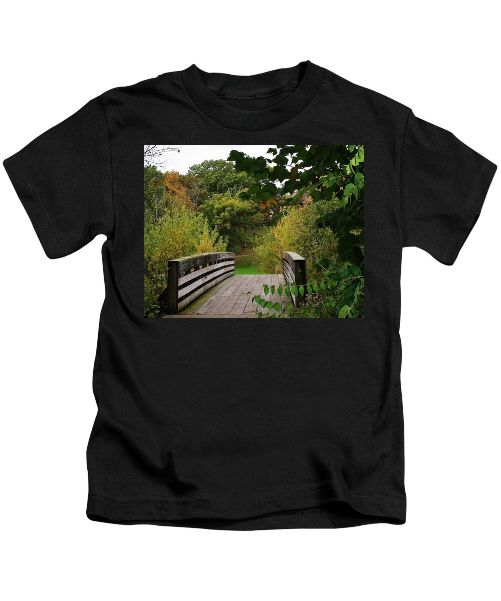 Woodland Kids T-Shirt featuring the photograph Walking Bridge by Bruce Bley