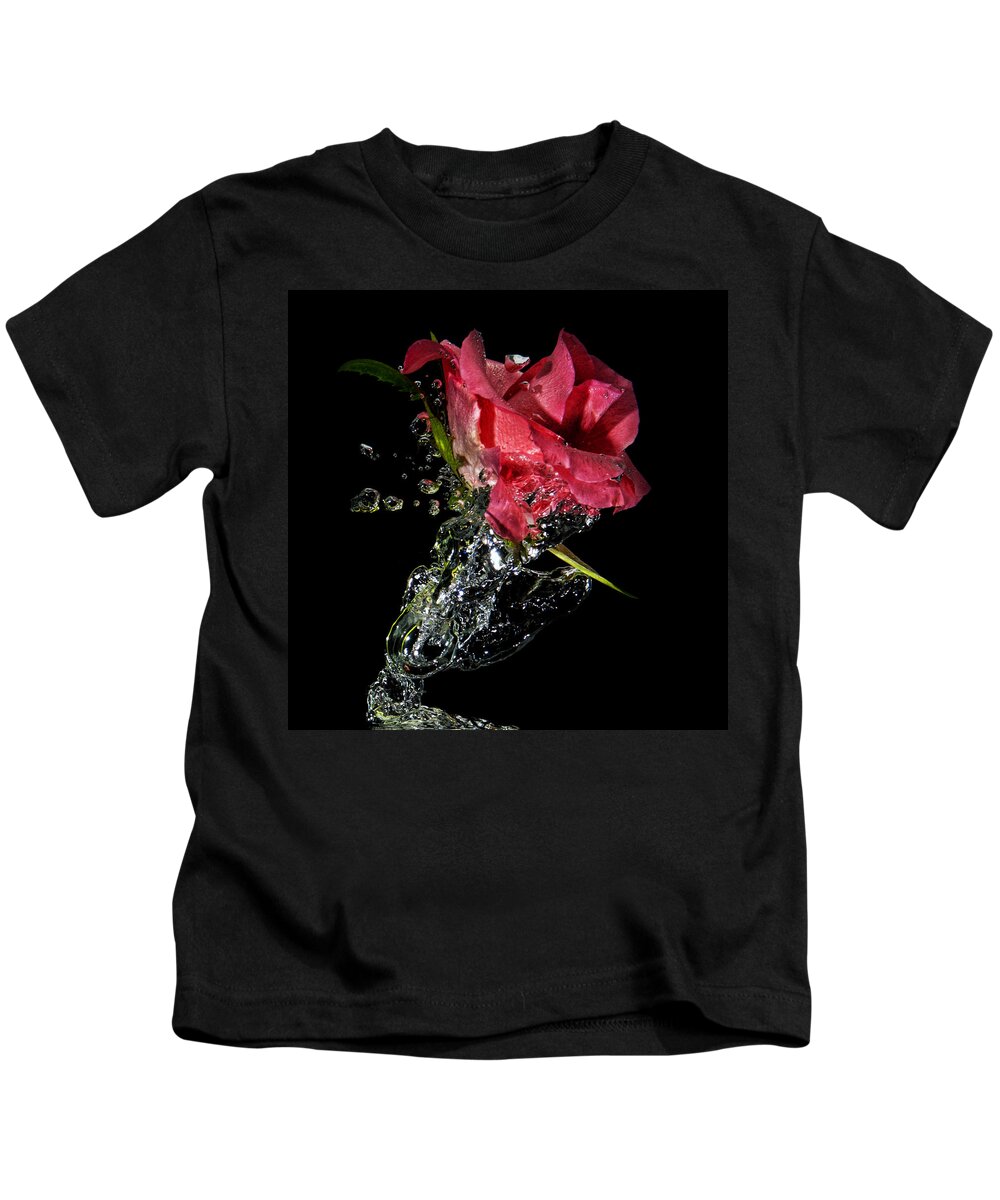 Water Kids T-Shirt featuring the photograph Water Rose coming up by Mike Santis