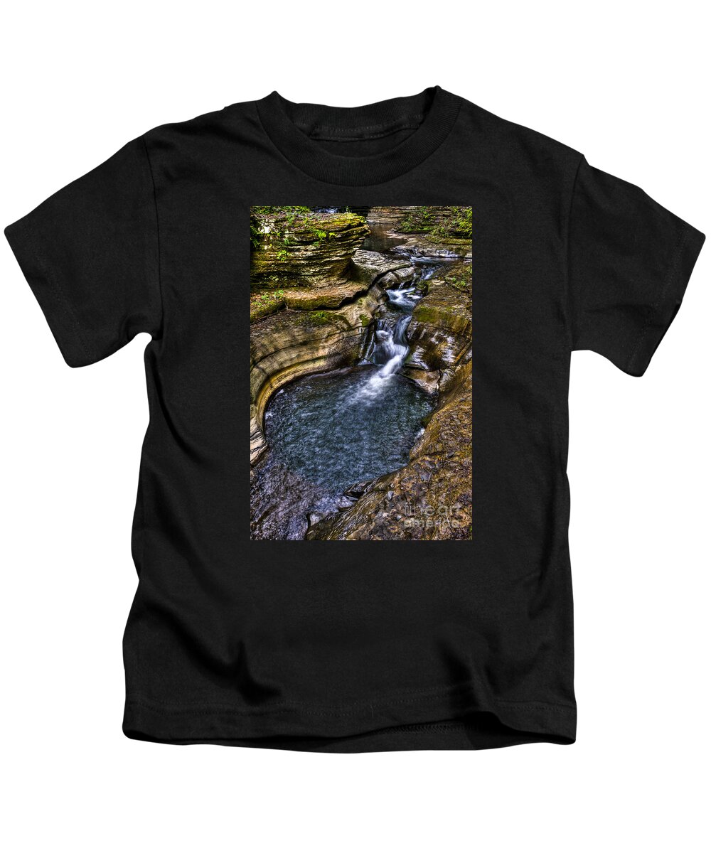 watkins Glen Kids T-Shirt featuring the photograph Watkins Glen Stream by Anthony Sacco