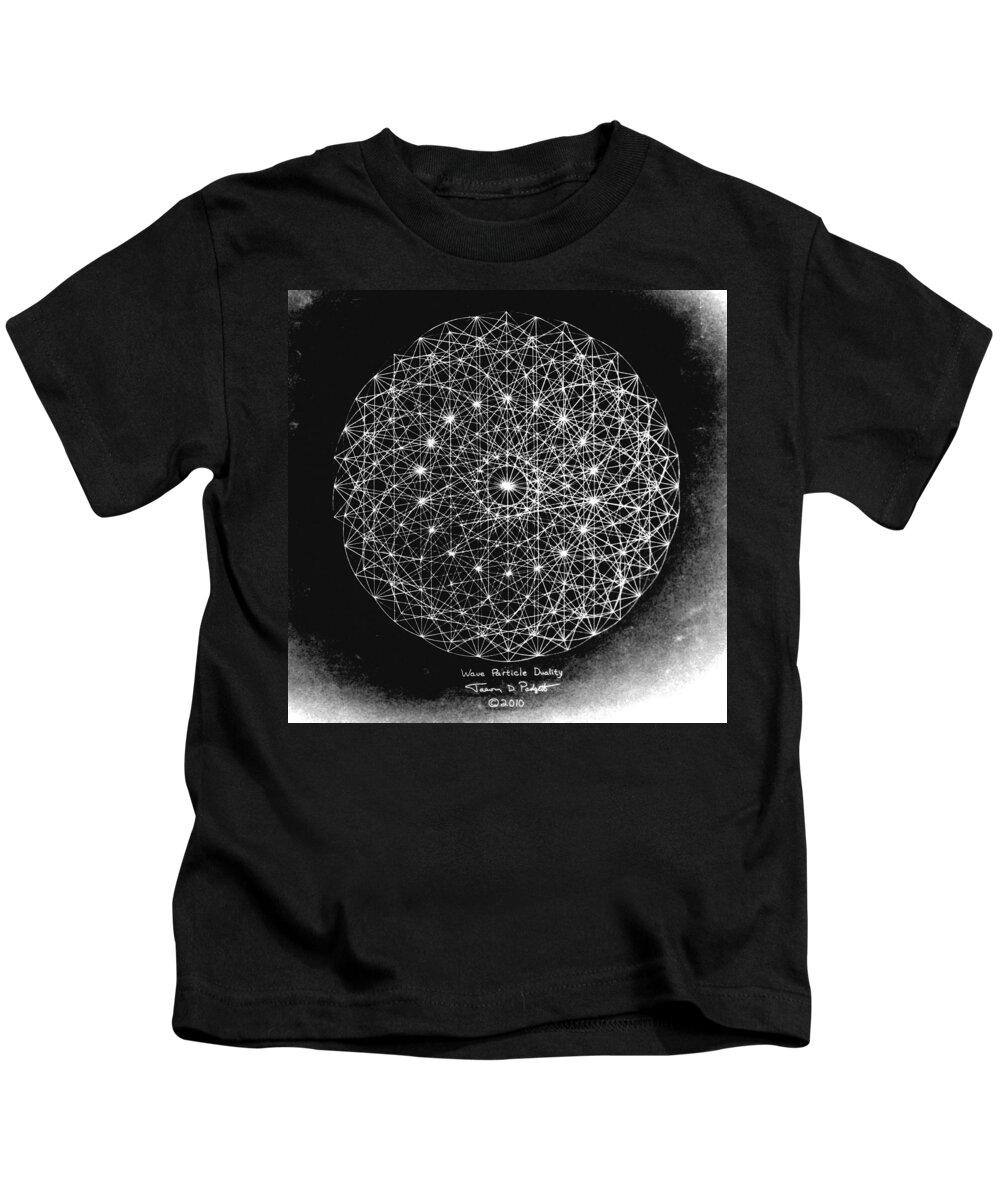 Jason Kids T-Shirt featuring the drawing Wave Particle Duality Black White by Jason Padgett