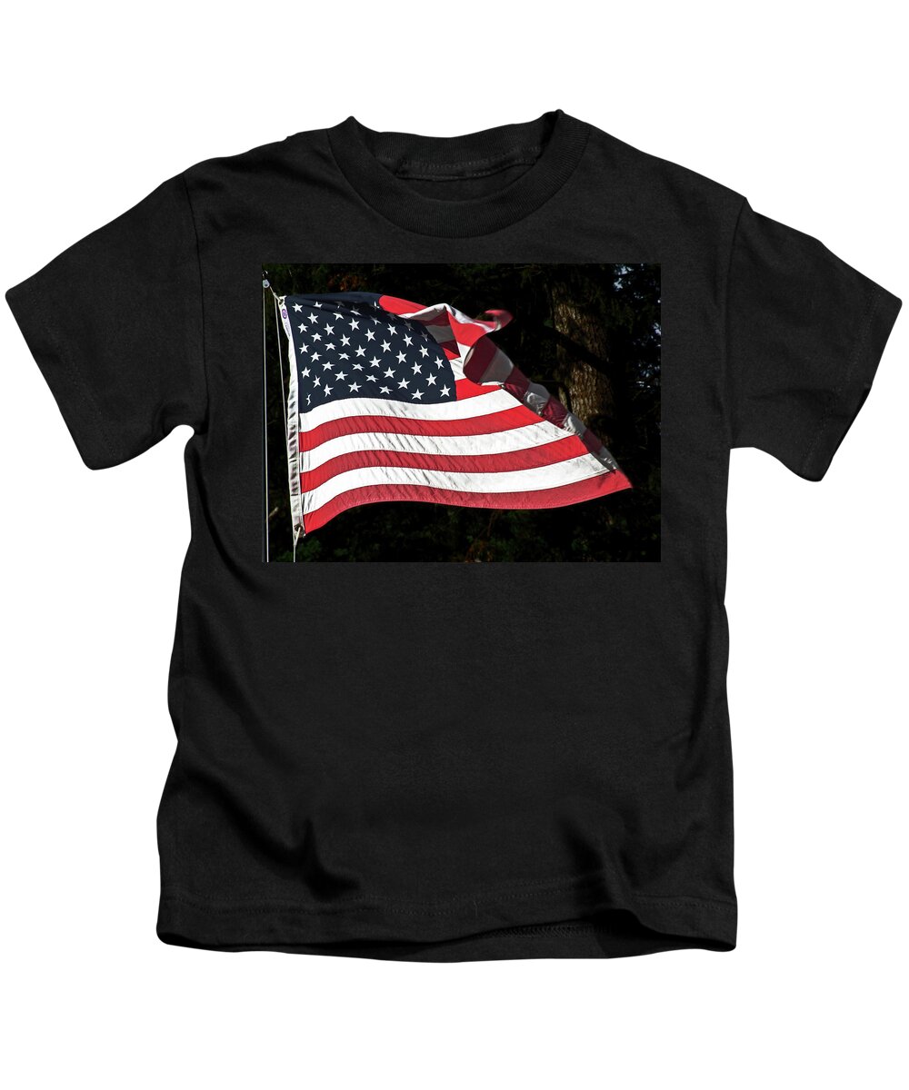 Flag Framed Prints Kids T-Shirt featuring the photograph Waving Flag by Ron Roberts