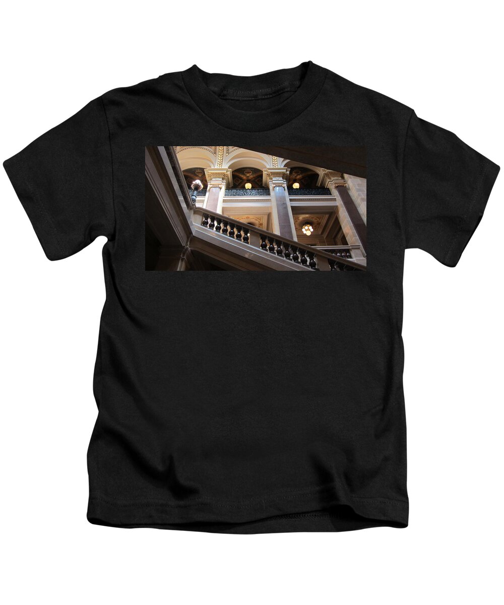 State Capitol Kids T-Shirt featuring the photograph WI State Capitol Architecture 4 by Anita Burgermeister