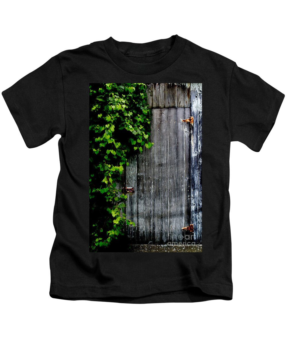 Barn Kids T-Shirt featuring the photograph Wild Grape Vine Door by Michael Arend
