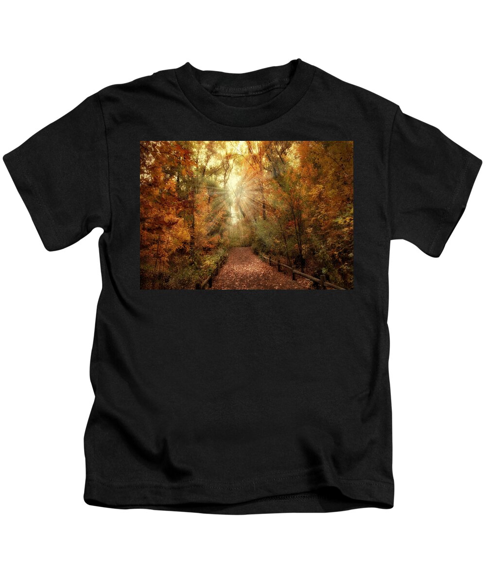 Autumn Kids T-Shirt featuring the photograph Woodland Light by Jessica Jenney