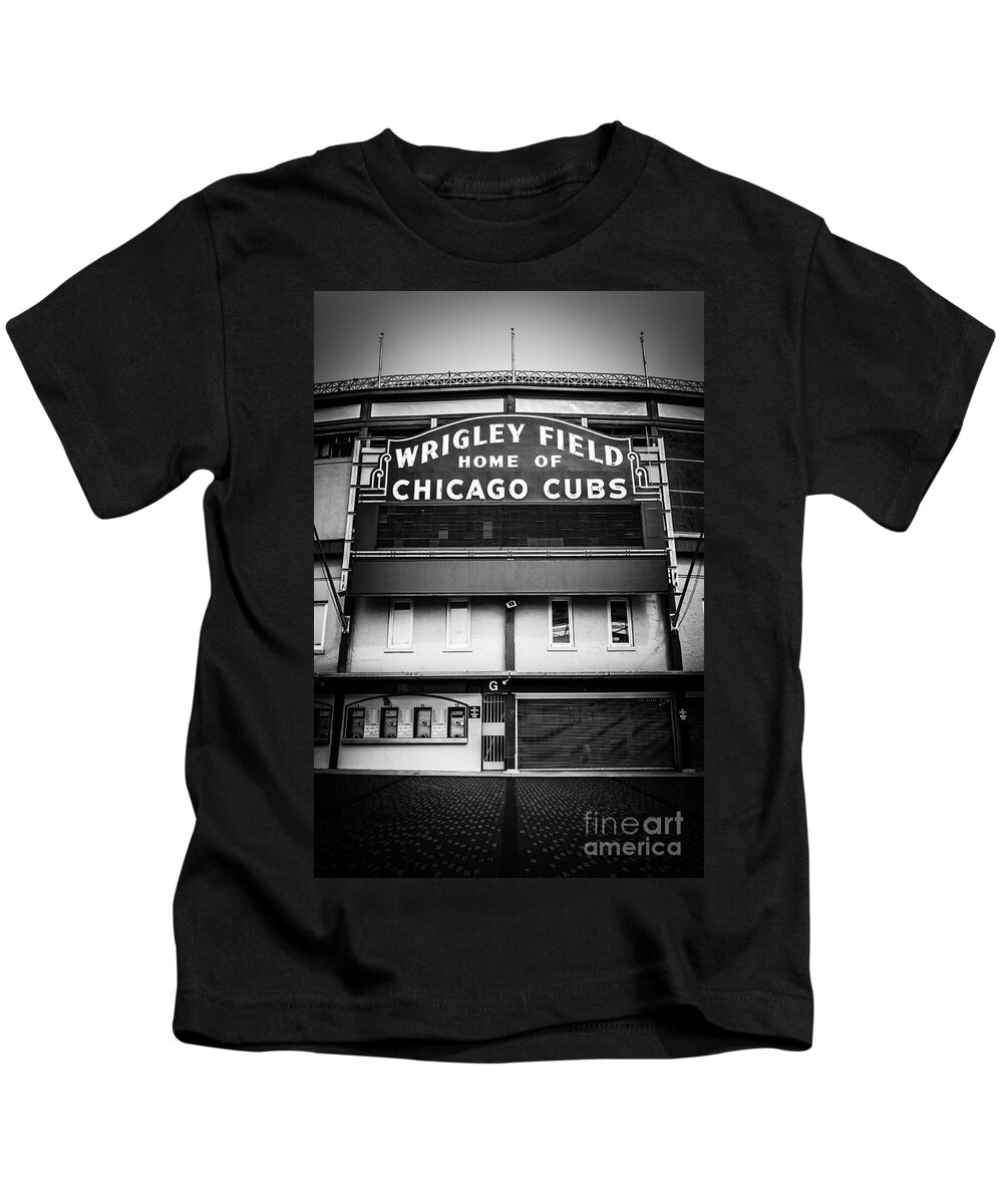 Wrigley Field Chicago Cubs Sign in Black and White Kids T-Shirt by Paul  Velgos - Pixels