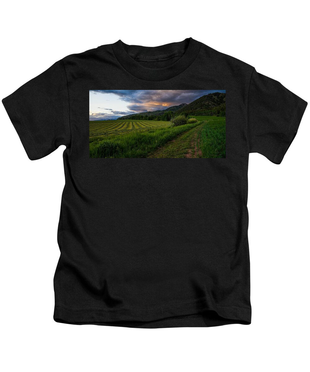 Star Valley Kids T-Shirt featuring the photograph Wyoming Pastures by Chad Dutson