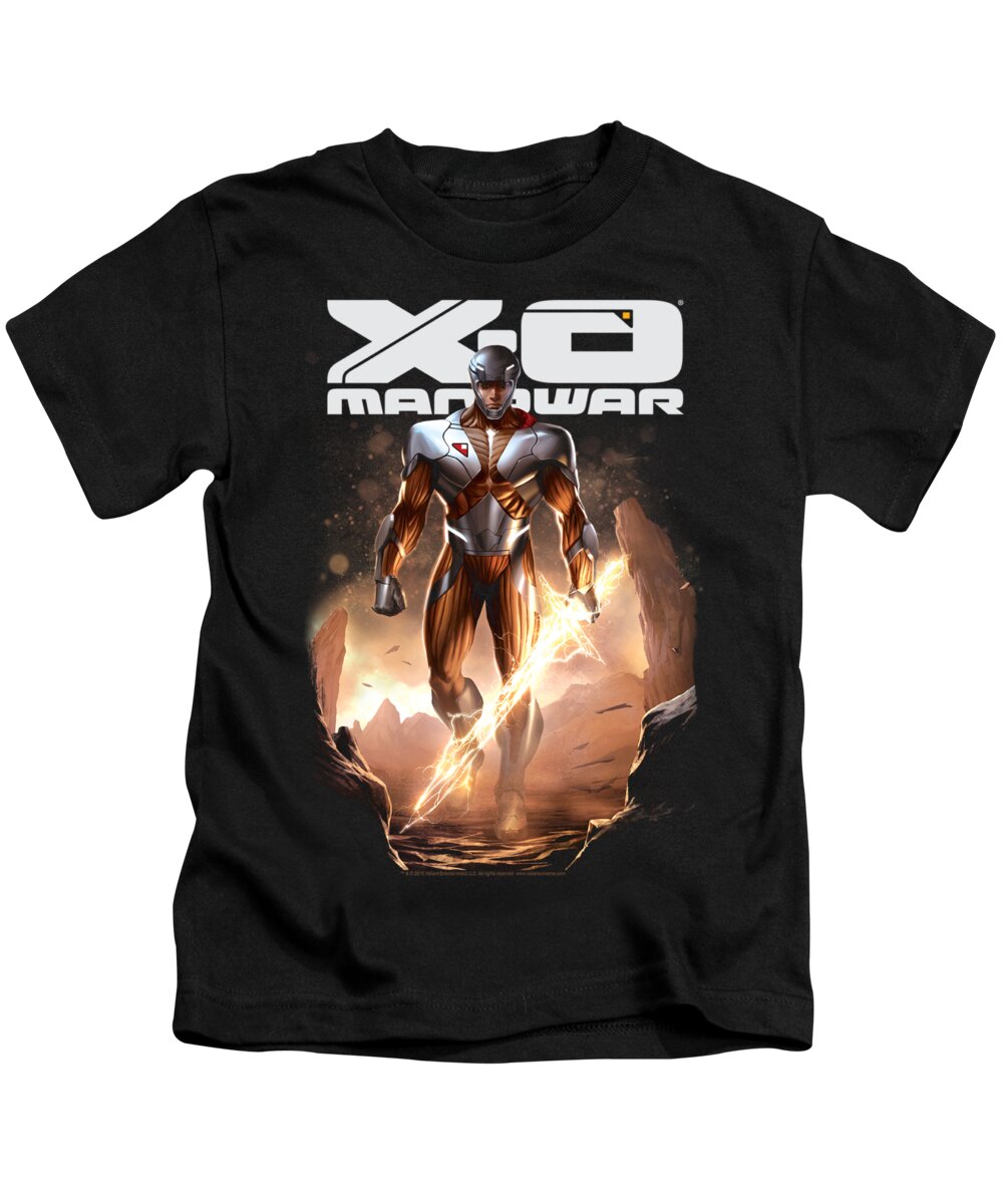  Kids T-Shirt featuring the digital art Xo Manowar - Lightning Sword by Brand A