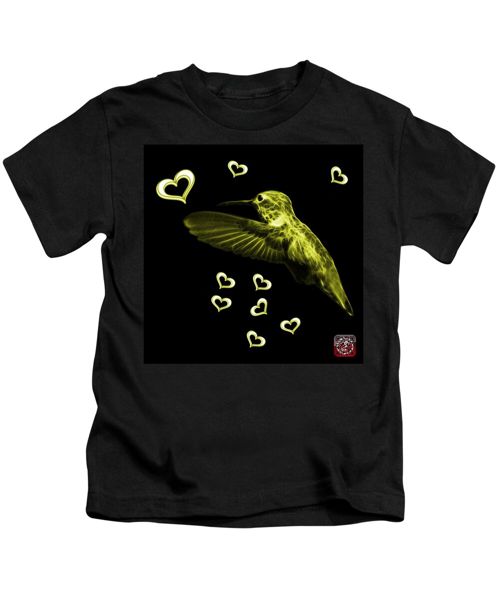 Hummingbird Kids T-Shirt featuring the digital art Yellow Hummingbird - 2055 F M by James Ahn