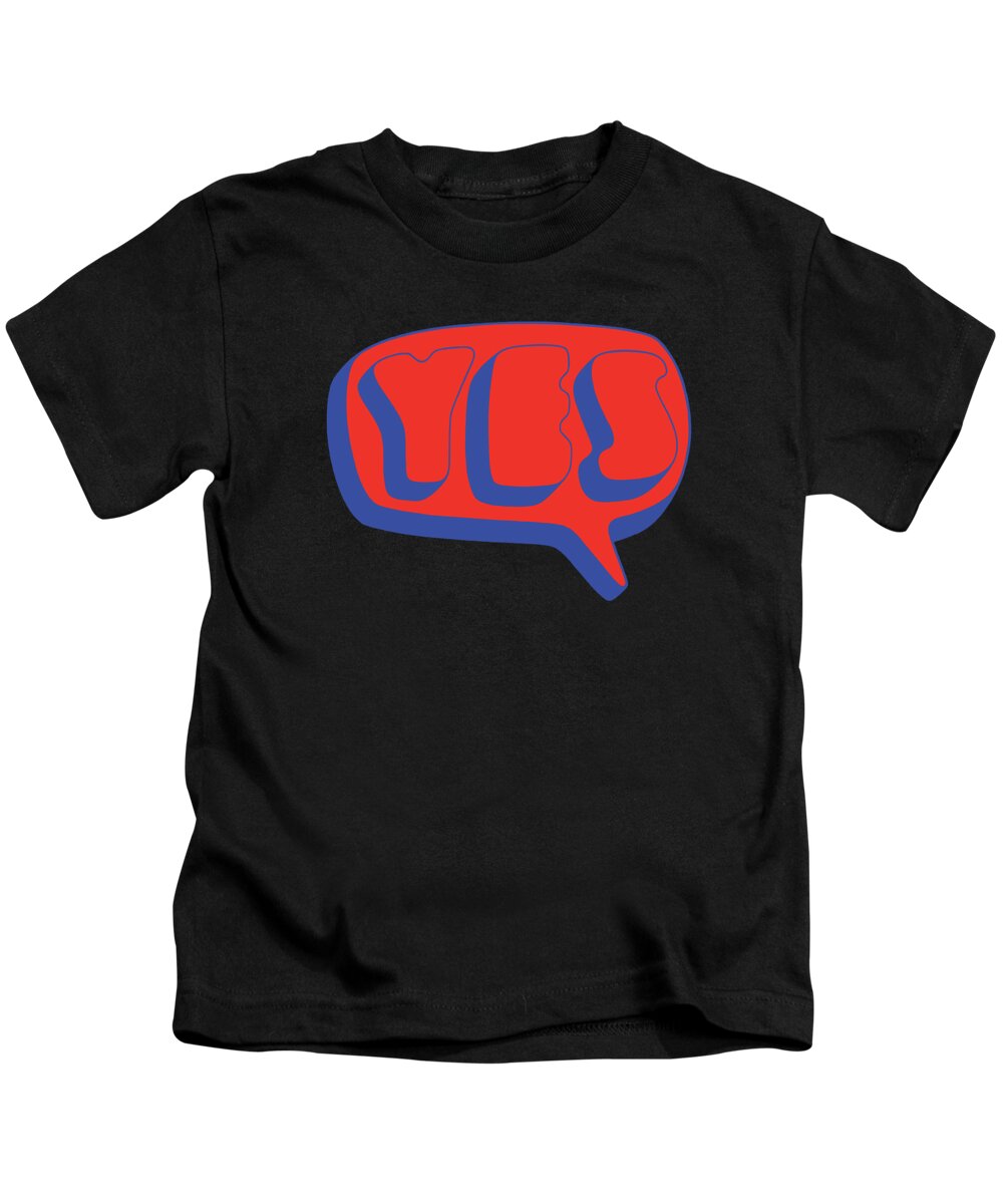  Kids T-Shirt featuring the digital art Yes - Word Bubble by Brand A