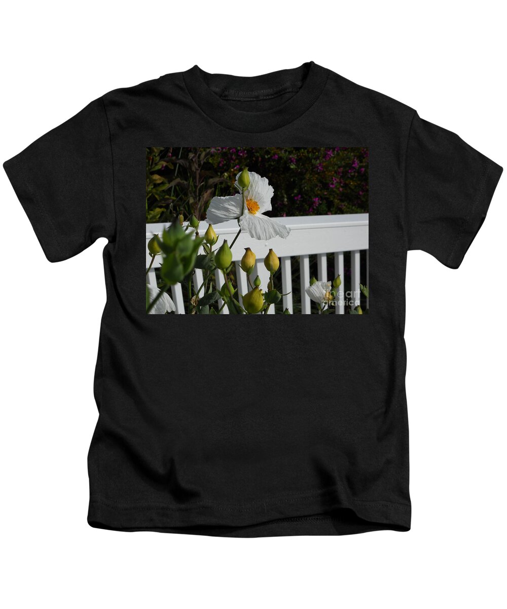 White Flower Kids T-Shirt featuring the photograph A Moment in Spring by Yenni Harrison