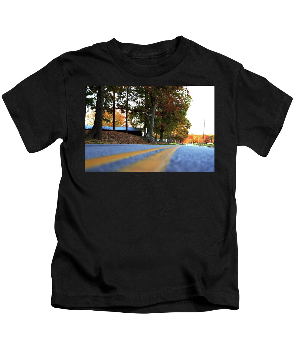 Road Kids T-Shirt featuring the photograph Autumn Road by La Dolce Vita