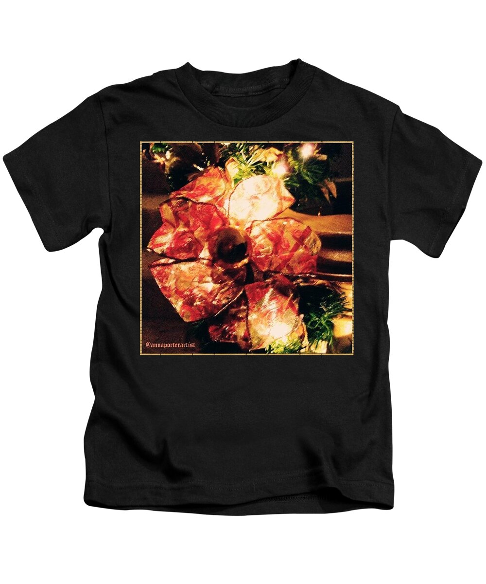 All_photos Kids T-Shirt featuring the photograph Beribboned #christmas #ribbon by Anna Porter