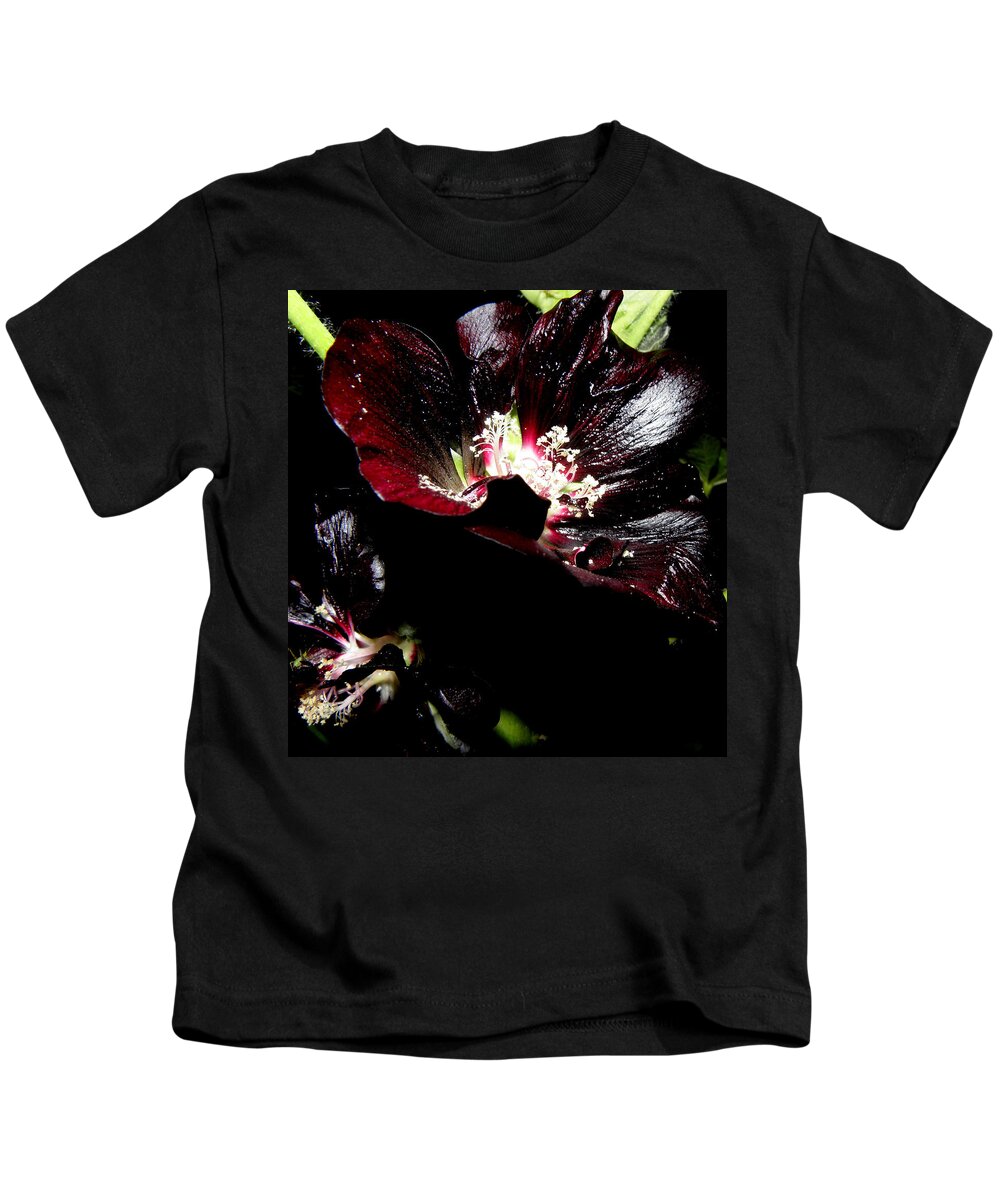 Black Hollyhock Kids T-Shirt featuring the photograph Black is Beautiful by Kim Galluzzo