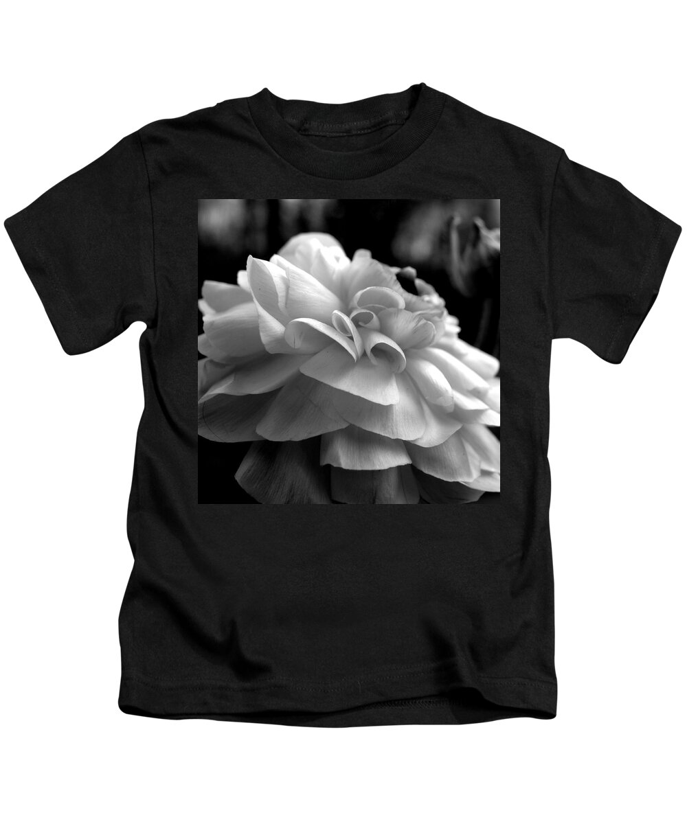 Ranunculus Kids T-Shirt featuring the photograph Black N White Beauty by Kim Galluzzo