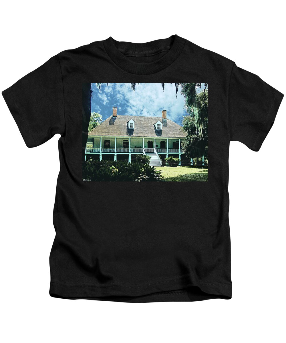 Architecture Kids T-Shirt featuring the digital art Circa 1750 Parlange Plantation New Roads LA by Lizi Beard-Ward