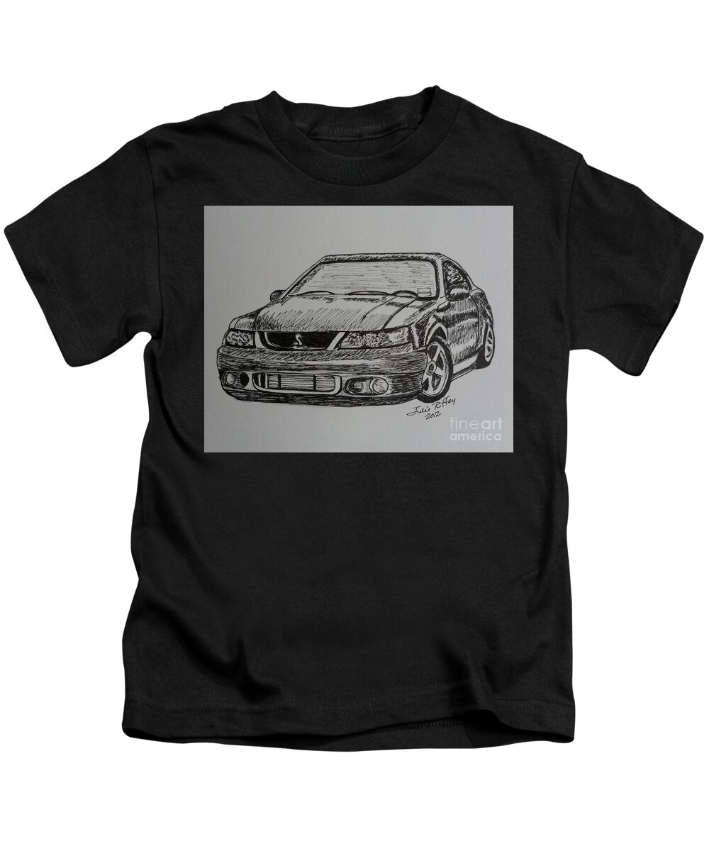 Cars Kids T-Shirt featuring the drawing Cobra Mustang 2003 by Julie Brugh Riffey
