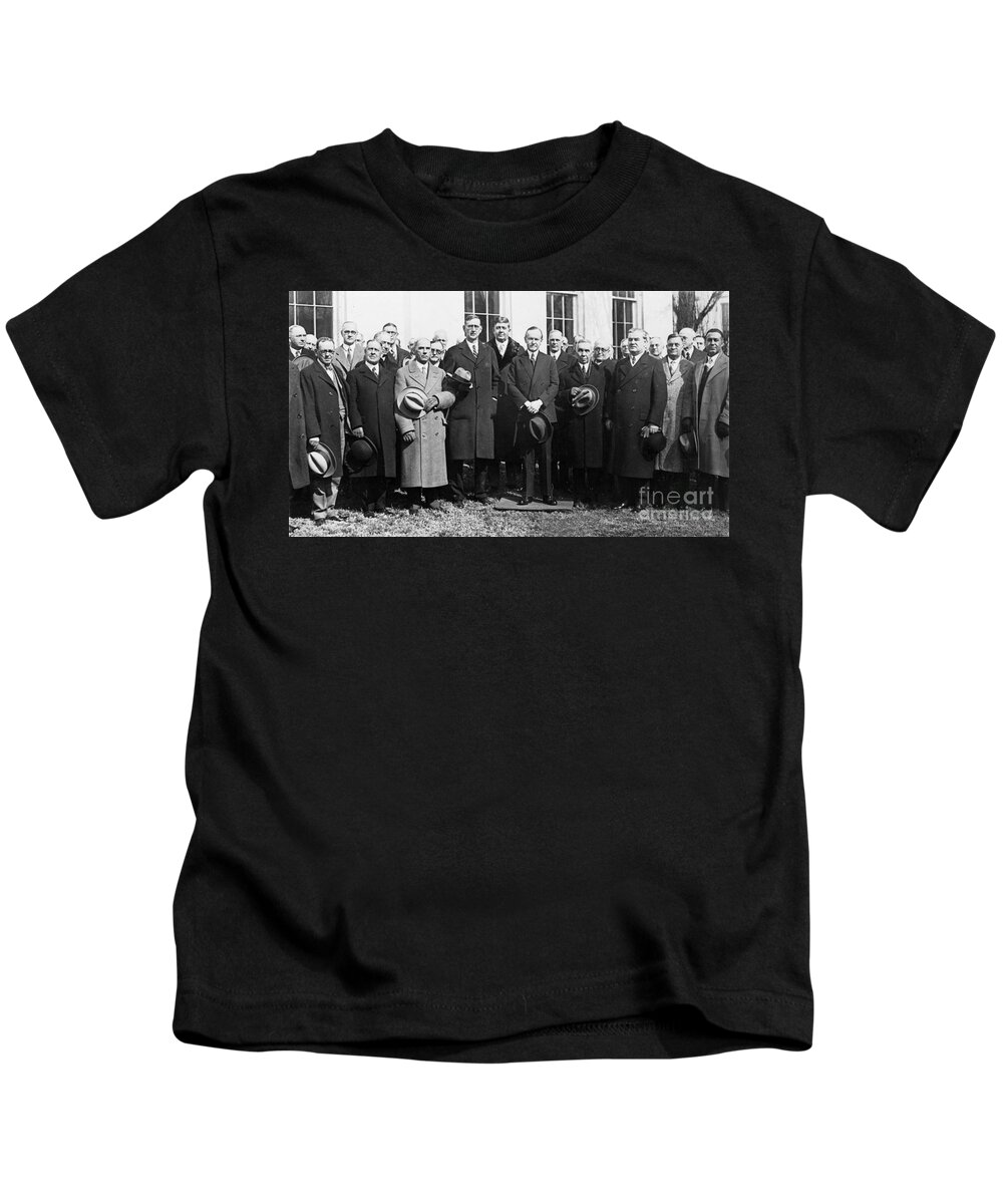1929 Kids T-Shirt featuring the photograph Coolidge: Freemasons, 1929 by Granger