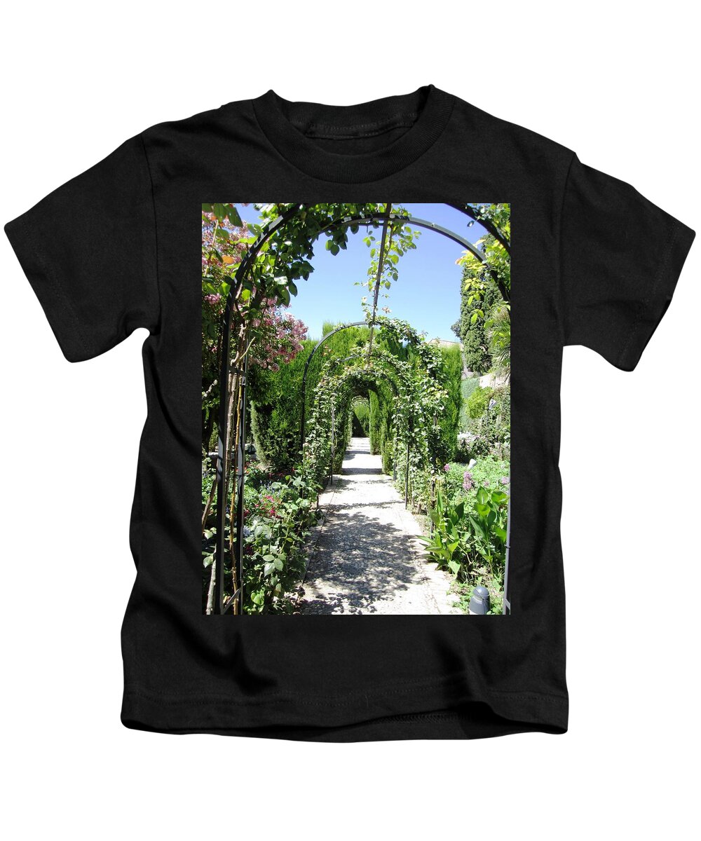 Granada Kids T-Shirt featuring the photograph Custom Design Garden Pathway in Spain by John Shiron