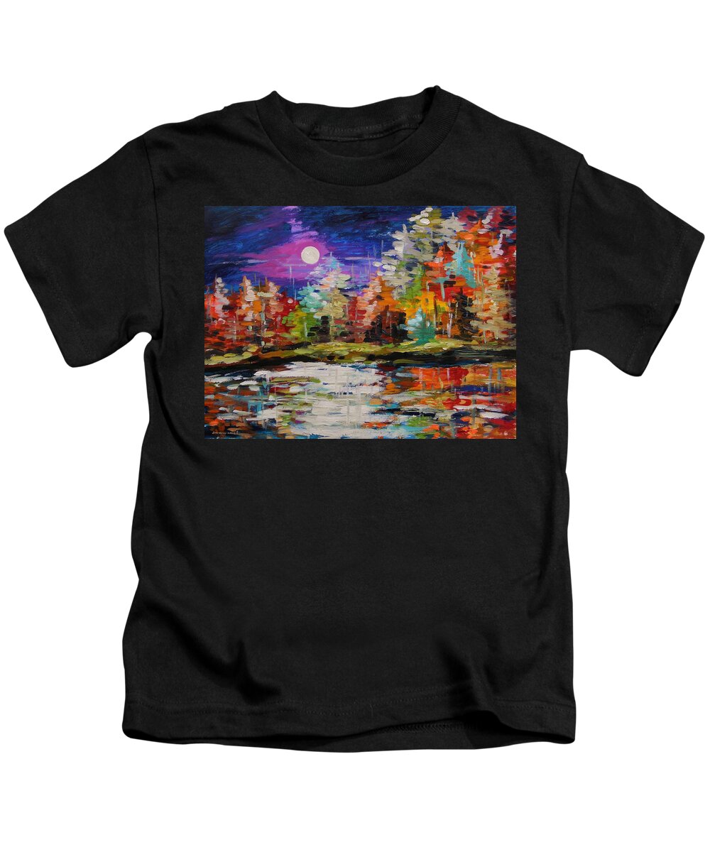 Moon Kids T-Shirt featuring the painting Dance on the Pond by John Williams