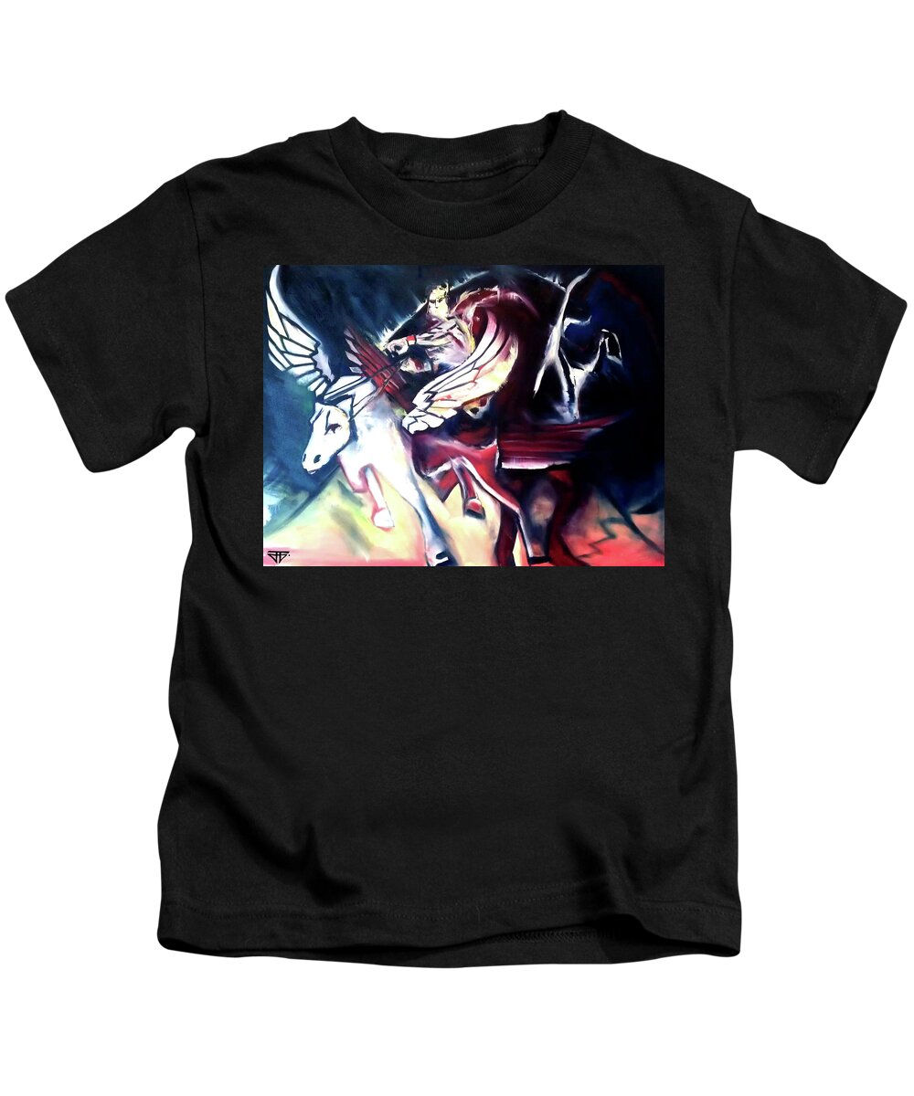 Chariot Kids T-Shirt featuring the painting Divine Madness by John Gholson