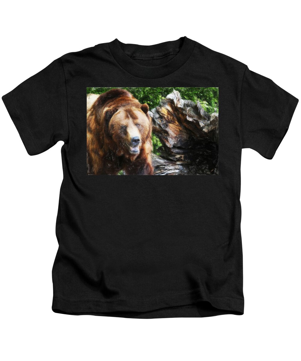 Art Kids T-Shirt featuring the painting Grizzly 301 by Dean Wittle