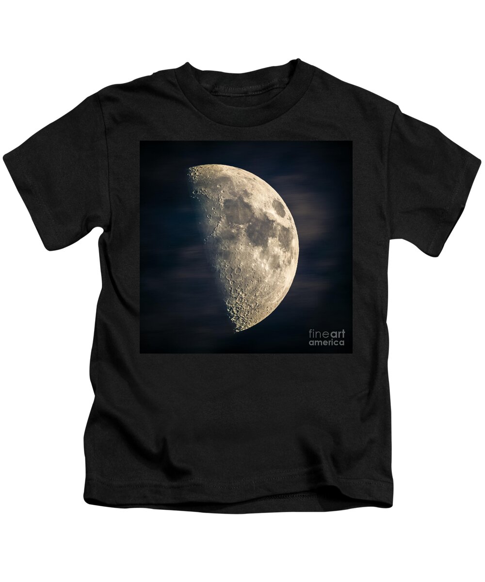 Astronomy Kids T-Shirt featuring the photograph half moon III by Hannes Cmarits