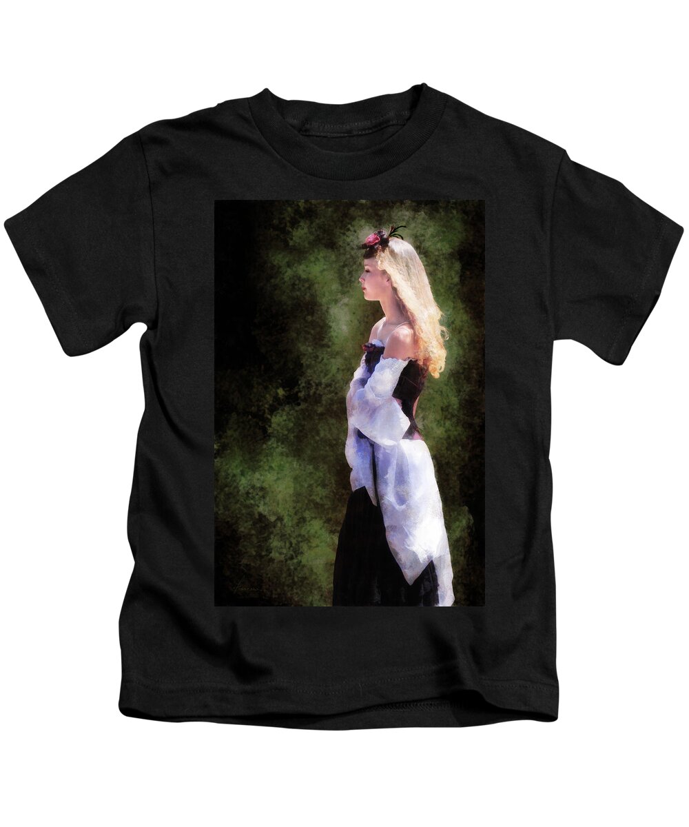 Lady Kids T-Shirt featuring the digital art Lady of the Woods by Frances Miller