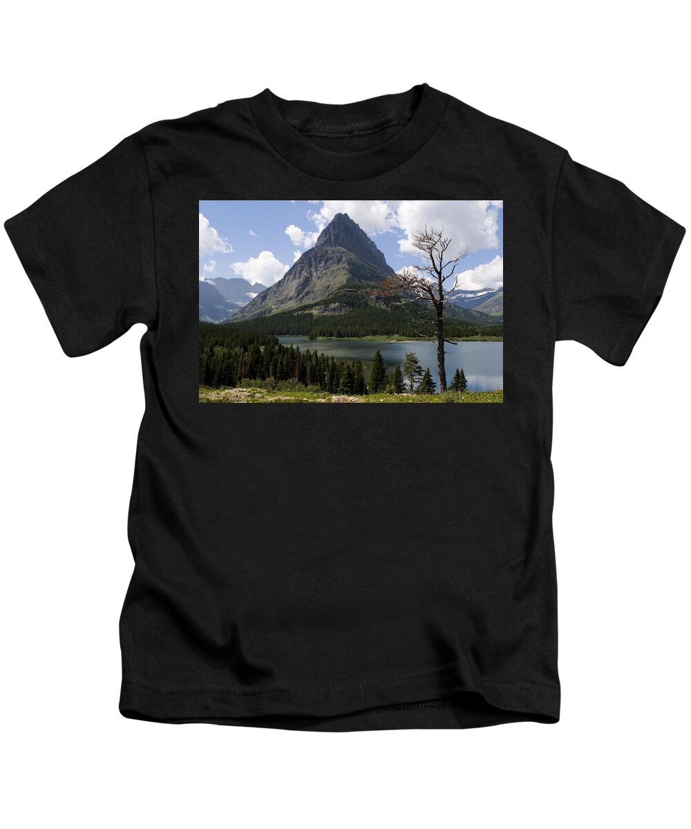 Sinopah Mountain Kids T-Shirt featuring the photograph Lone Tree at Sinopah Mountain by Lorraine Devon Wilke