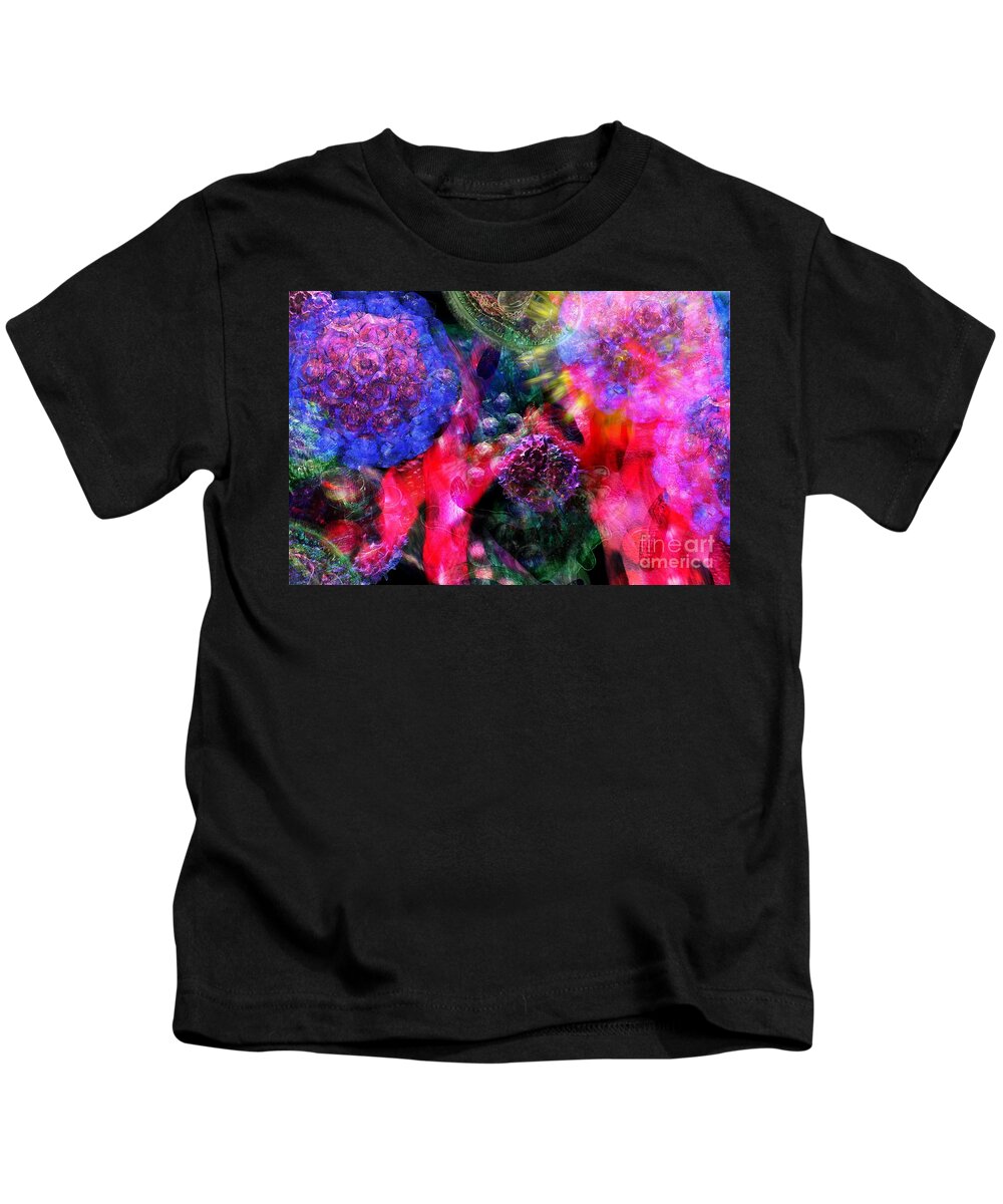 Abstract Kids T-Shirt featuring the digital art MICROSCOPE Dreaming 4 by Russell Kightley