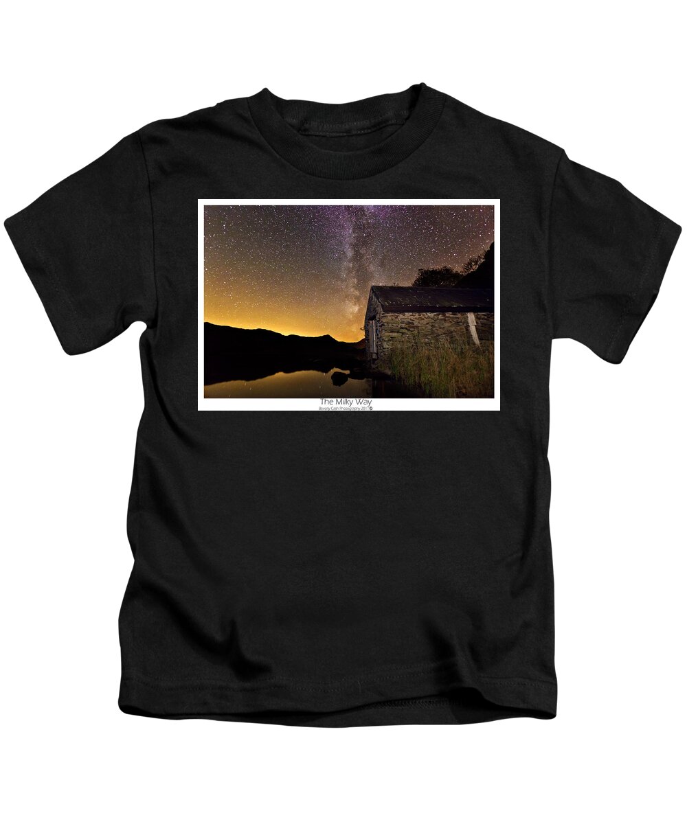 Milky Way Kids T-Shirt featuring the photograph Milky Way above the old Boathouse by B Cash