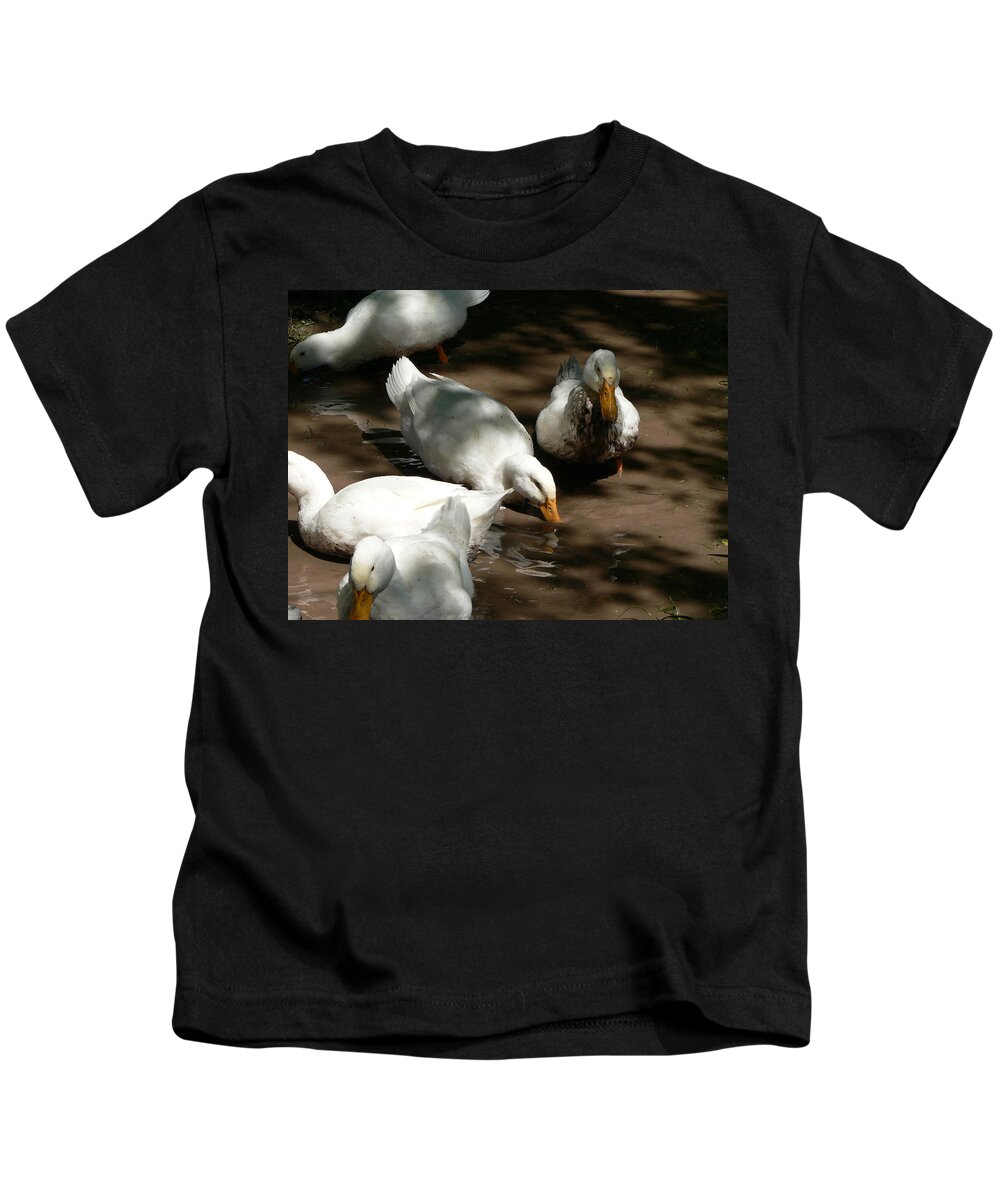 Duck Kids T-Shirt featuring the photograph Muddy Ducks by Laurel Best