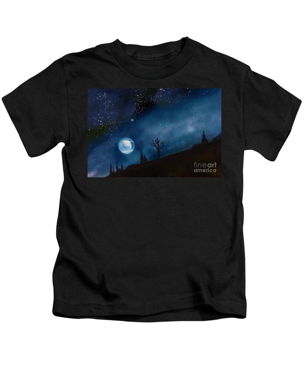 Spray Kids T-Shirt featuring the painting Night Sky by Bill Richards