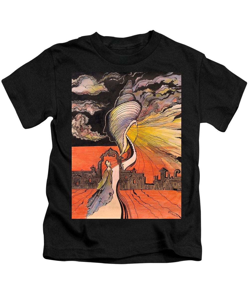 Fantasy Kids T-Shirt featuring the painting On the way to my Subconsciousness by Valentina Plishchina