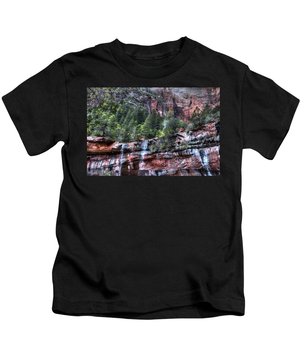 Zion Kids T-Shirt featuring the photograph Red Falls by Jonathan Davison