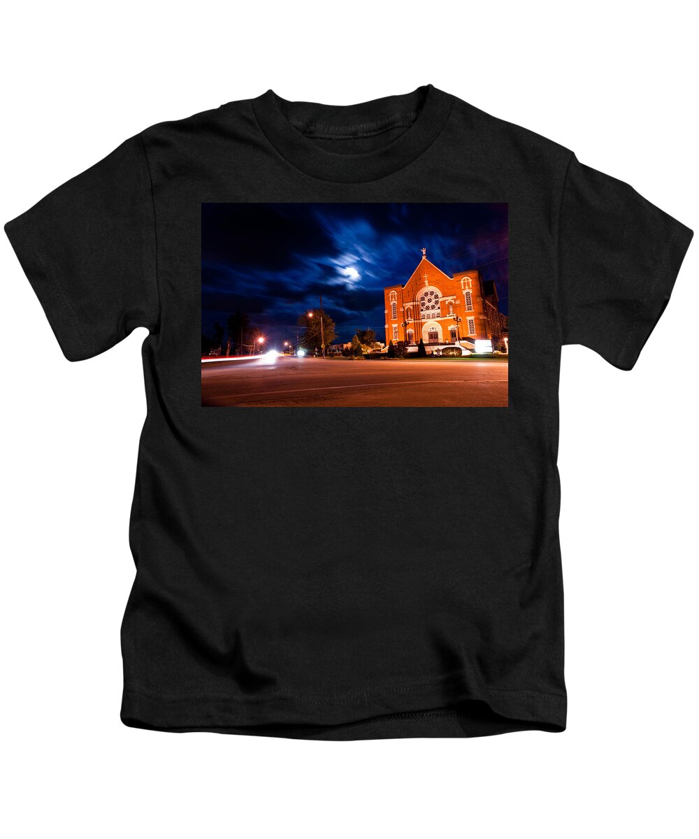 Night Kids T-Shirt featuring the photograph River Canard Church by Cale Best