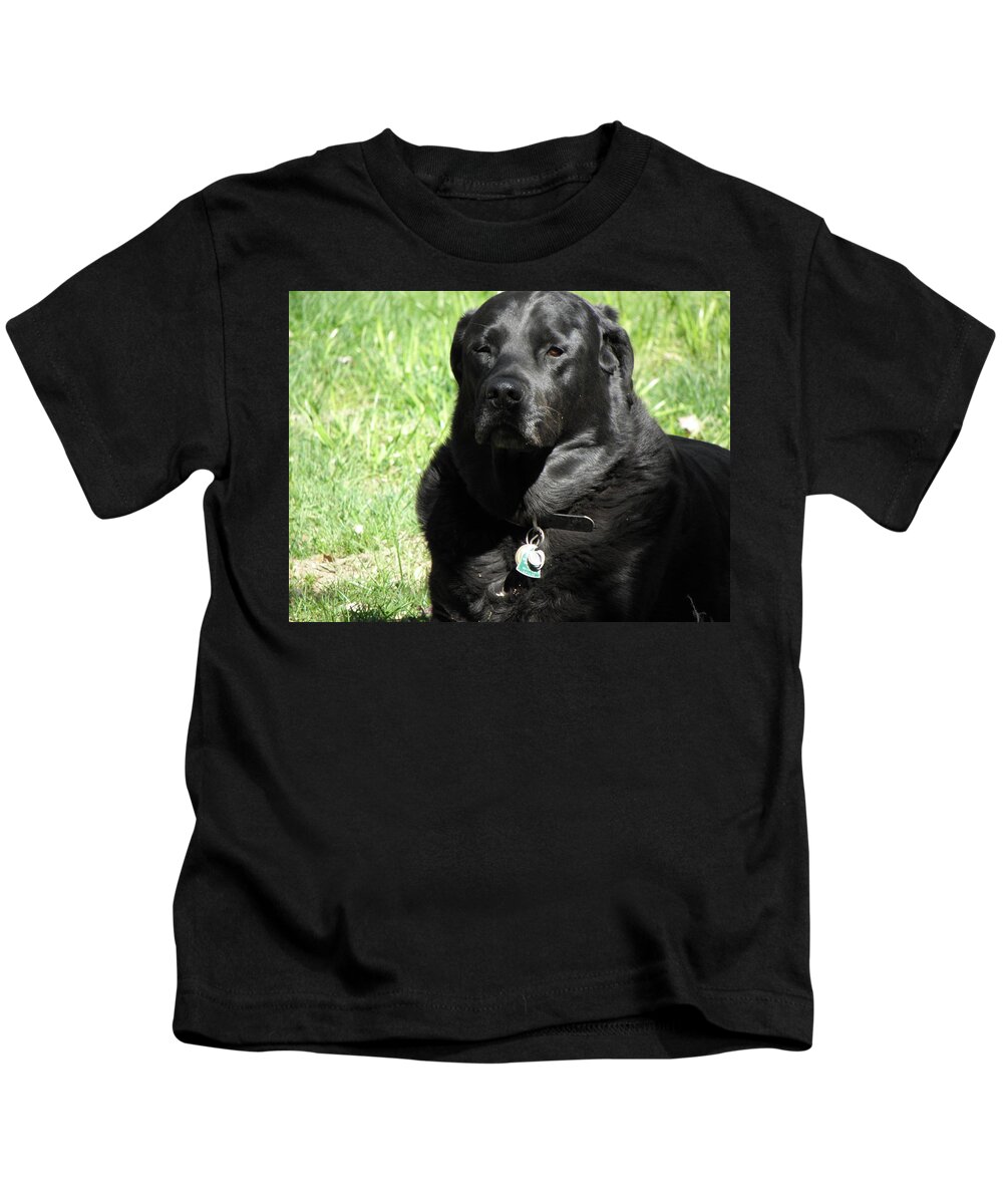 Dog Kids T-Shirt featuring the photograph Serious Stare Down by Kim Galluzzo