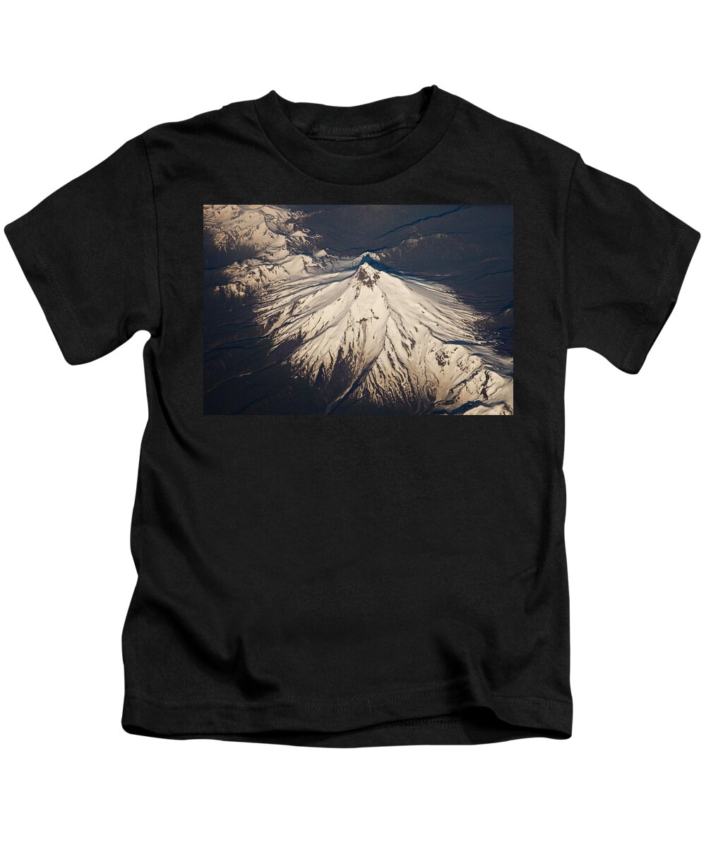 00479602 Kids T-Shirt featuring the photograph Snowcovered Volcano Andes Chile by Colin Monteath