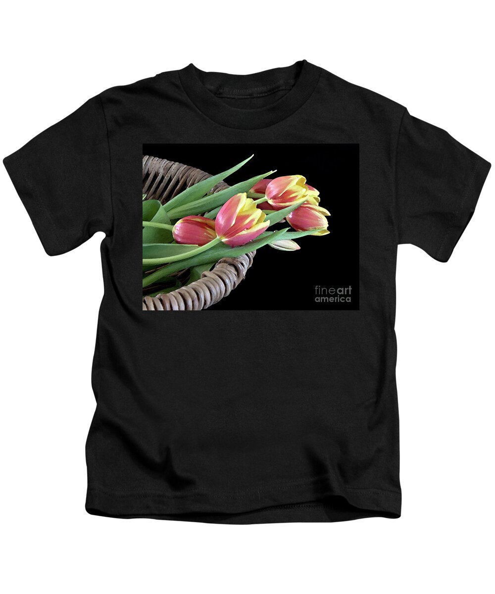 Tulips Kids T-Shirt featuring the digital art Tulips From the Garden by Sherry Hallemeier