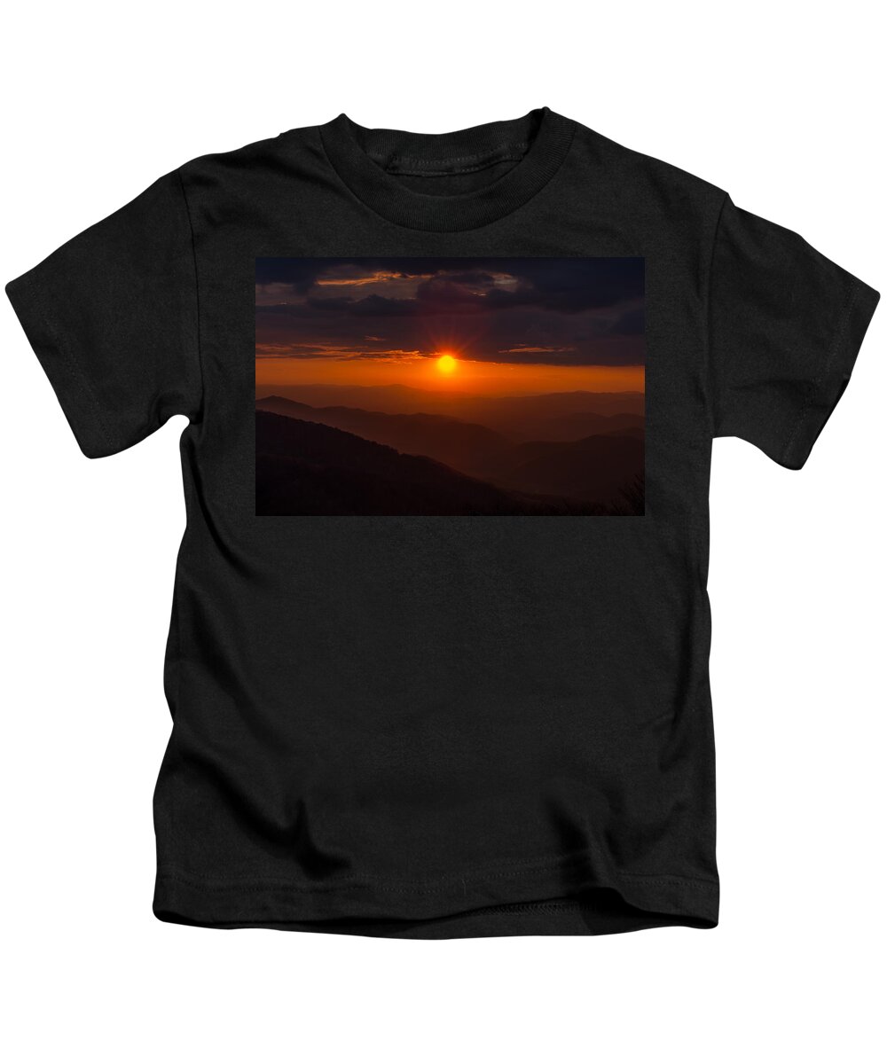 Blue Ridge Parkway Kids T-Shirt featuring the photograph Blue Ridge Sunset #3 by Brenda Jacobs