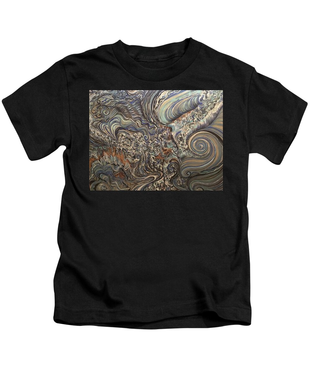 Blue Kids T-Shirt featuring the painting Crash by Mastiff Studios