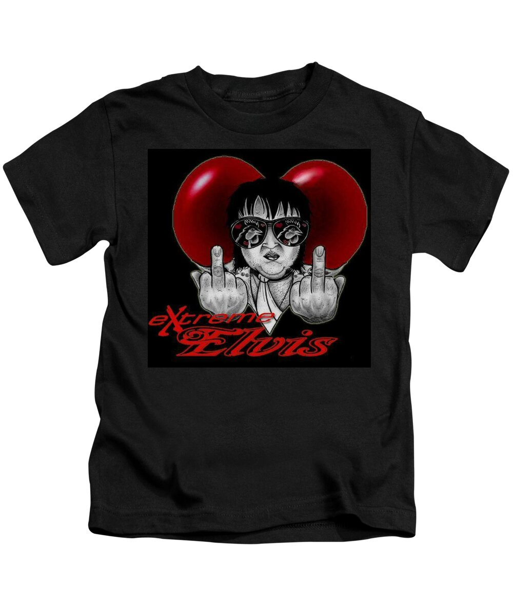 Extreme Elvis Kids T-Shirt featuring the digital art eXtreme Elvis by Ryan Almighty