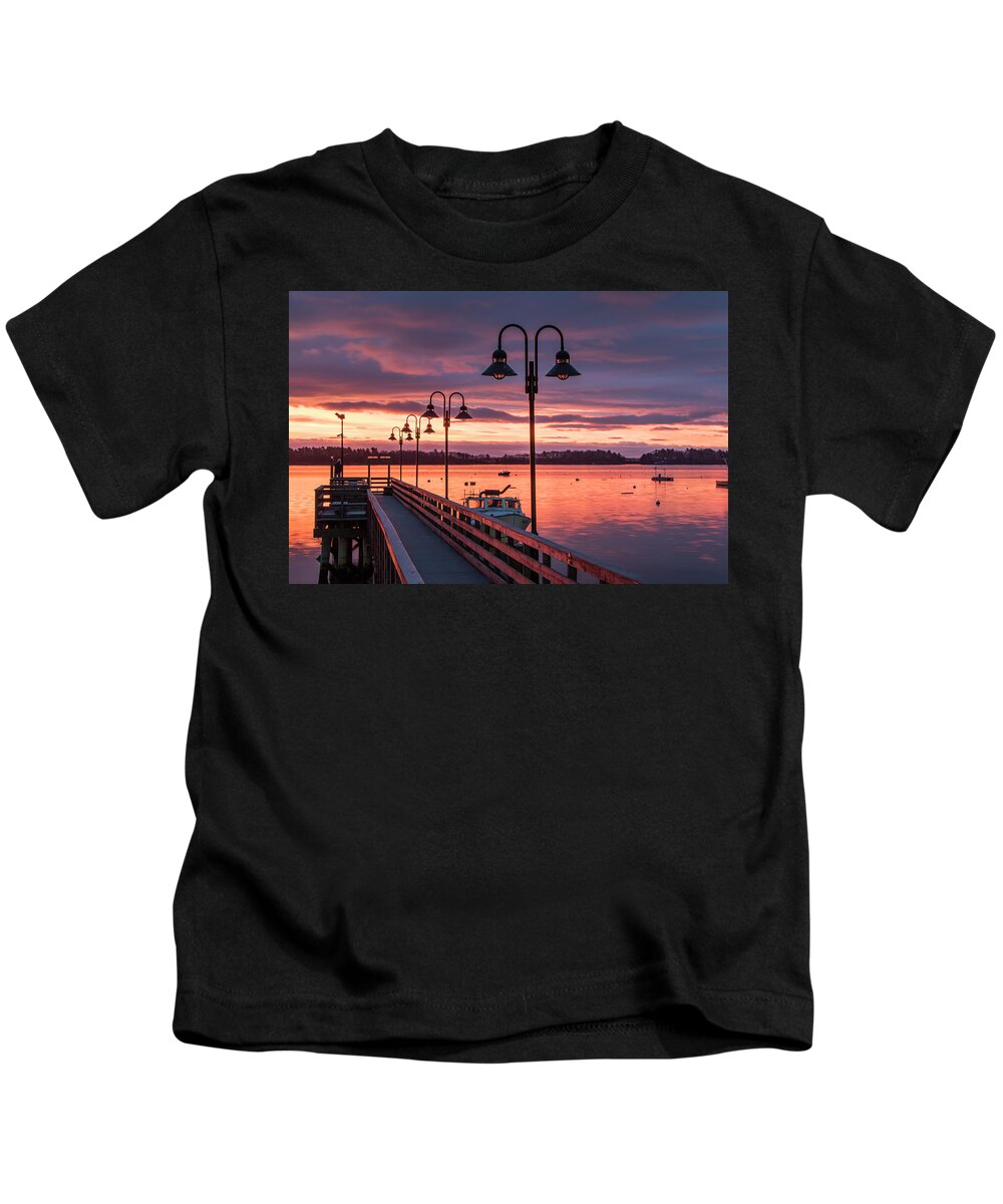Maine Kids T-Shirt featuring the photograph Falmouth Town Landing Sunrise #1 by Colin Chase