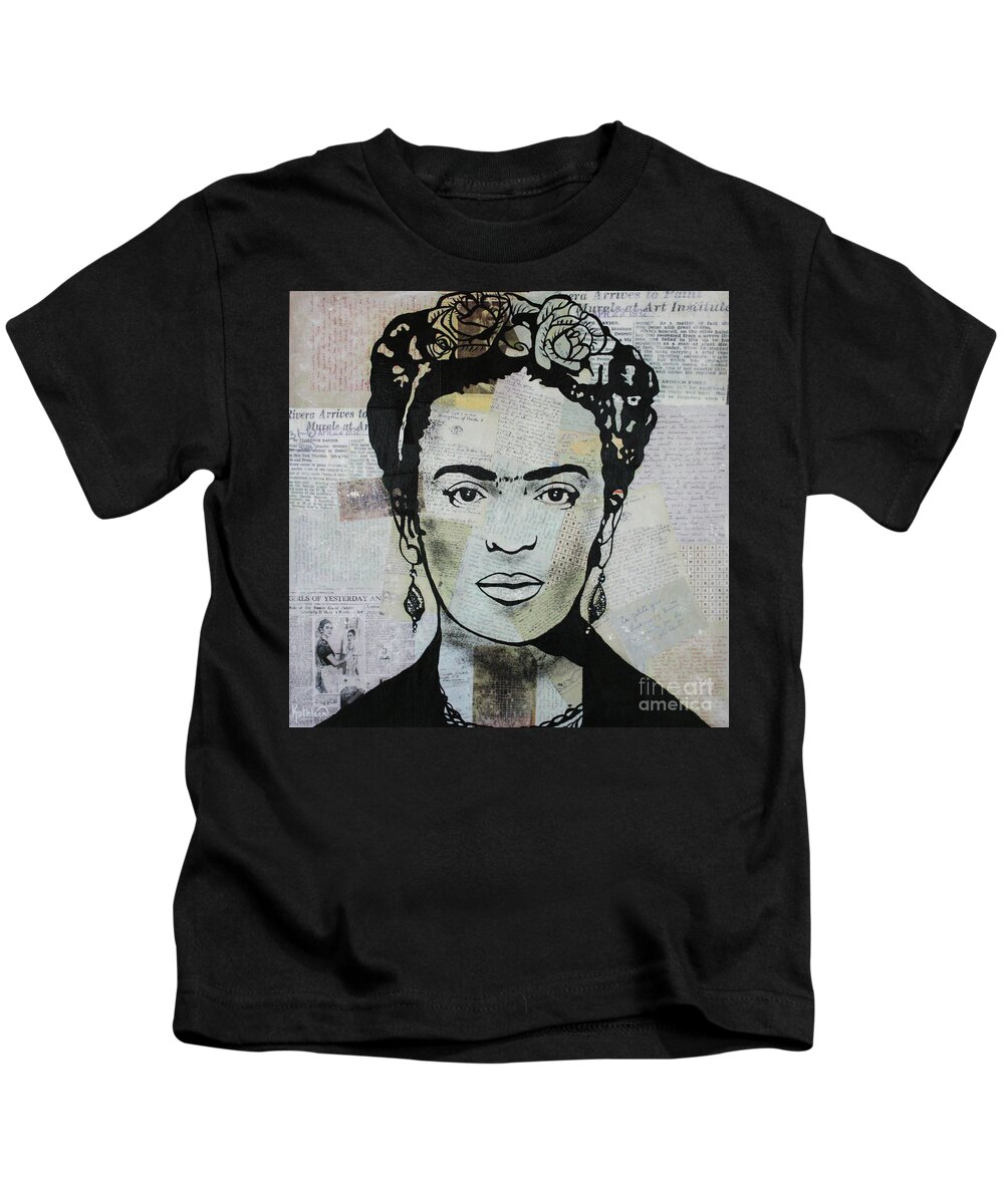 Frida Kahlo Kids T-Shirt featuring the painting FRIDA KAHLO Press #1 by Kathleen Artist PRO