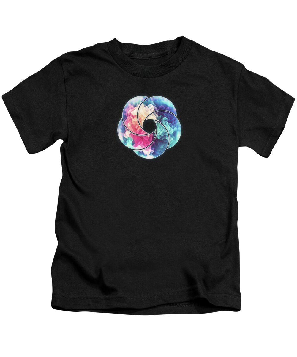 Triangle Kids T-Shirt featuring the digital art Geometry Triangle Wave Multicolor Mosaic Pattern HDR Low Poly Art by Philipp Rietz