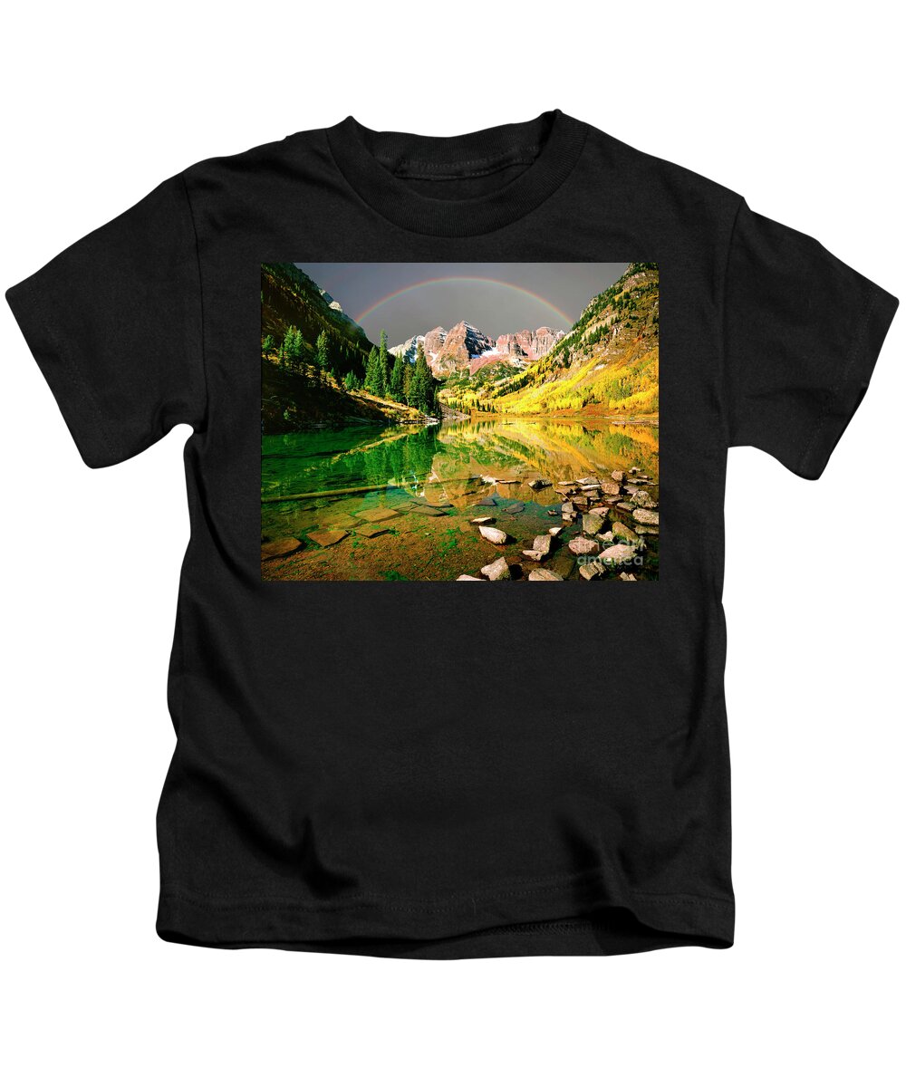 Nag873168c Kids T-Shirt featuring the photograph Maroon Bells #1 by Edmund Nagele FRPS