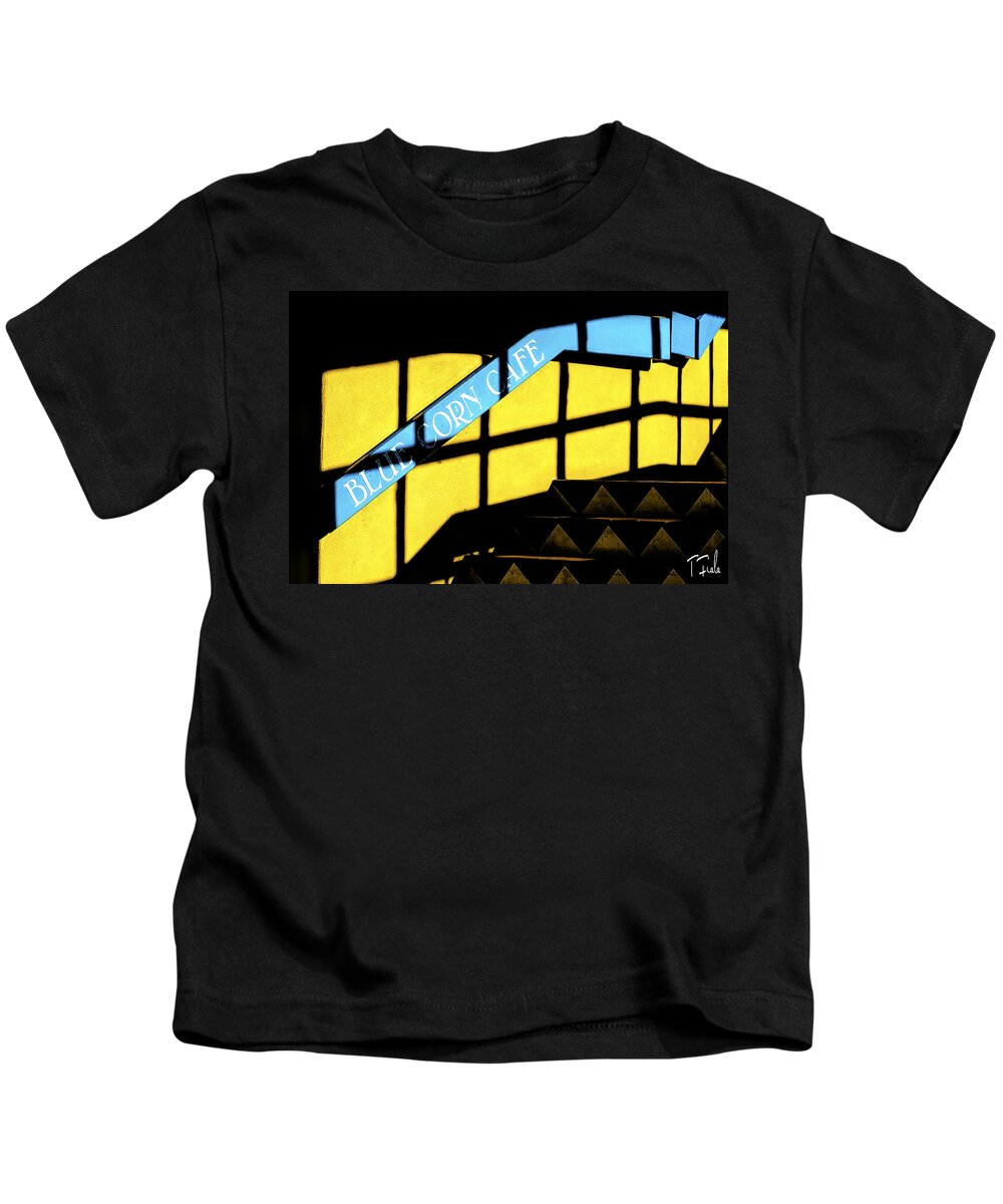 Shadows Kids T-Shirt featuring the photograph Sundown at the Blue Corn by Terry Fiala