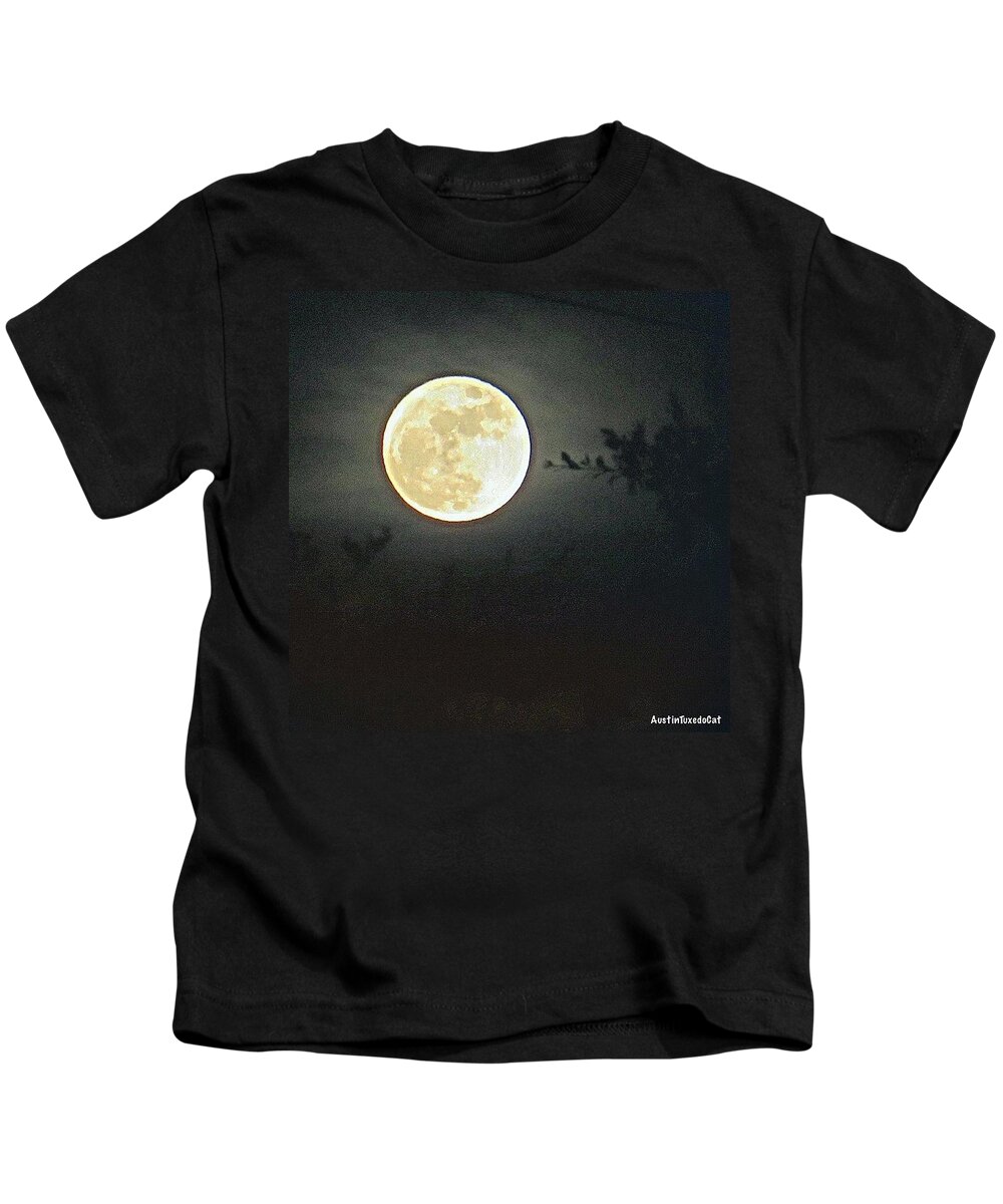 Beautiful Kids T-Shirt featuring the photograph Sweet Dreams And A Full #moon #1 by Austin Tuxedo Cat