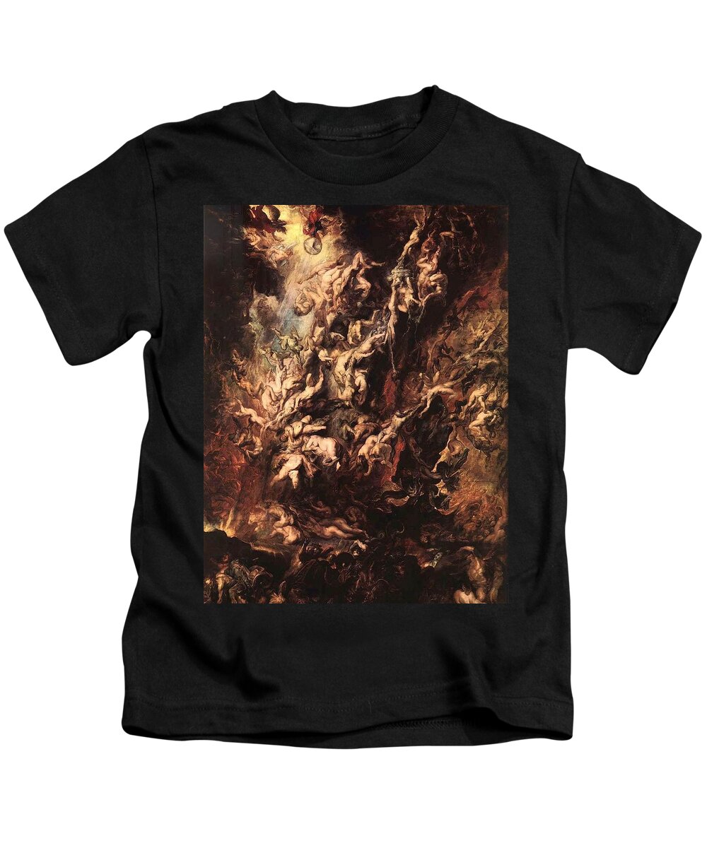 Fall Kids T-Shirt featuring the painting The Fall of the Damned by Peter Paul Rubens