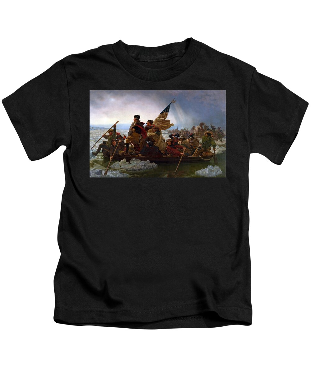 Washington Crossing The Delaware Kids T-Shirt featuring the painting Washington Crossing The Delaware #29 by Emanuel Leutze