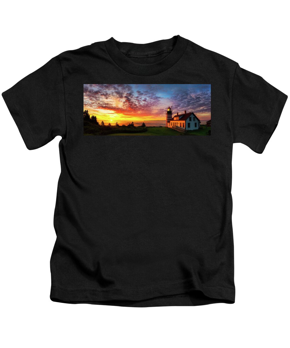 Lubec Kids T-Shirt featuring the photograph West Quoddy Head Light #1 by Robert Clifford